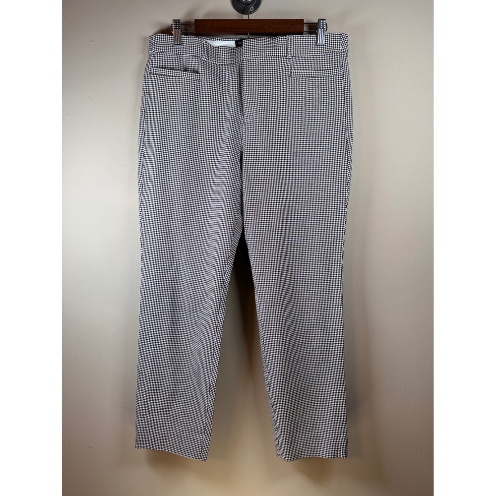 Banana Republic Sloan Houndstooth Pants Women Size 10 Black White Slim Fit - Picture 3 of 5